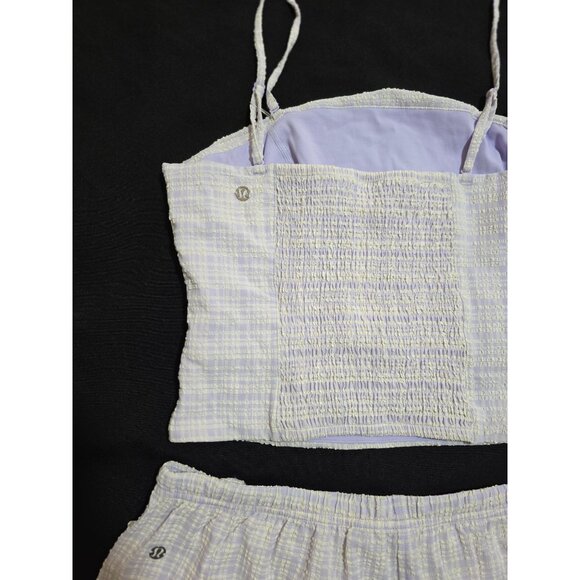 NWT Lululemon Seersucker Check Strappy Lavender Tank & 3" Pull-On Short Set M/L - Picture 15 of 16